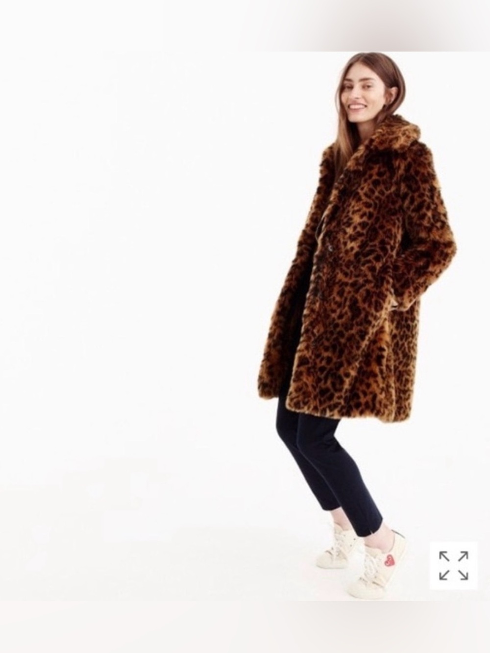 J.Crew Collection Faux Fur Leopard Print Coat G9553 Size S - Picture 2 of 8